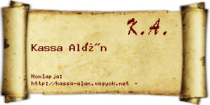 Kassa Alán névjegykártya